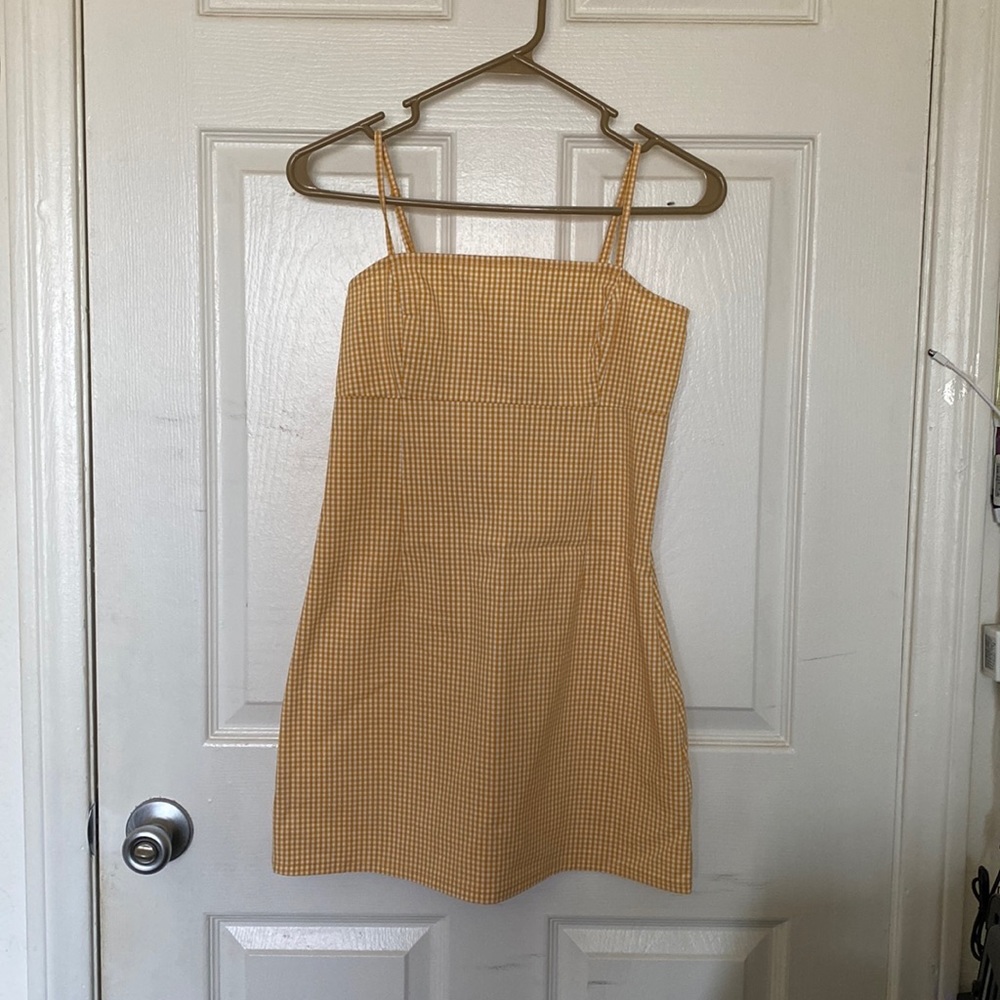 yellow plaid dress